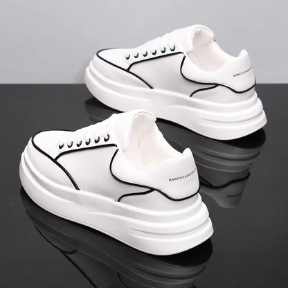 Zapatos blancos pequeños para pareja, zapatos de hombre, zapatillas deportivas de mujer, zapatillas de hombre, zapatillas deportivas informales con aumento de altura en el interior