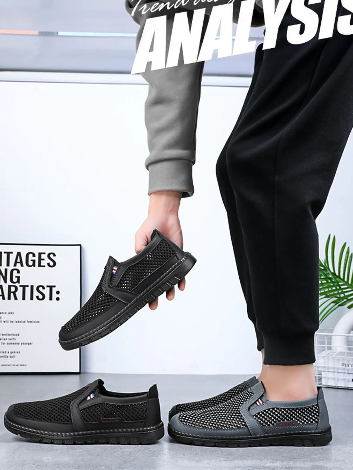 Zapatillas deportivas para hombre. Orificios de ventilación multifacéticos, que eliminan el olor sin cubrir los pies. Zapatillas deportivas informales. Zapatillas de diseño.