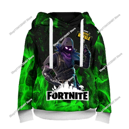 Children's Fortnite Hoodies Cartoon Casual Hooded Coat Autumn Men Soft Pocket Sweatshirts Male Loose Tops Long Sleeve Clothes