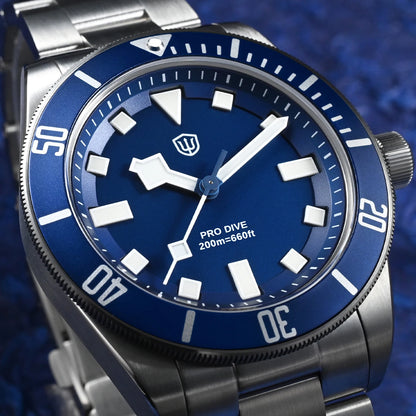 Watchdives WD1969 Pro 38mm Quartz Watch VH31 Sweep Seconds Movement 20Bar Waterproof BGW9 Blue Luminous Sapphire Glass Watches