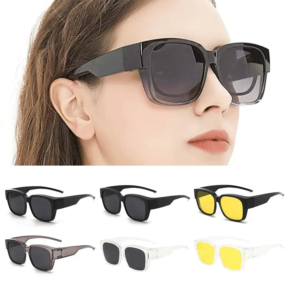 Polarized Fit Over Glasses Sunglasses Trendy Square Wrap Around Shades UV400 Protection Sun Glasses Can Be Worn Over Other Glass