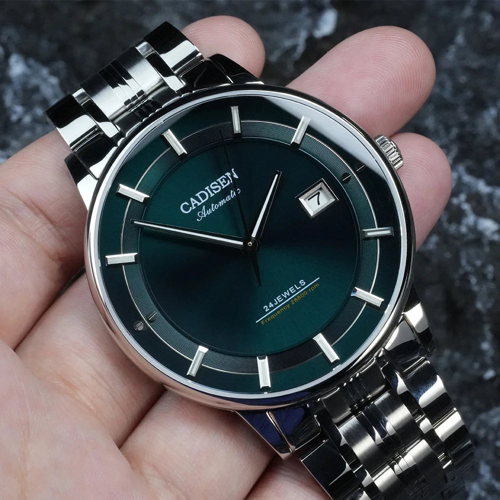 CADISEN Ultra-thin Mechanical Wristwatch Japan MIYOTA 9015 Top Brand Luxury Single-dome Sapphire Crystal Automatic Watch Man