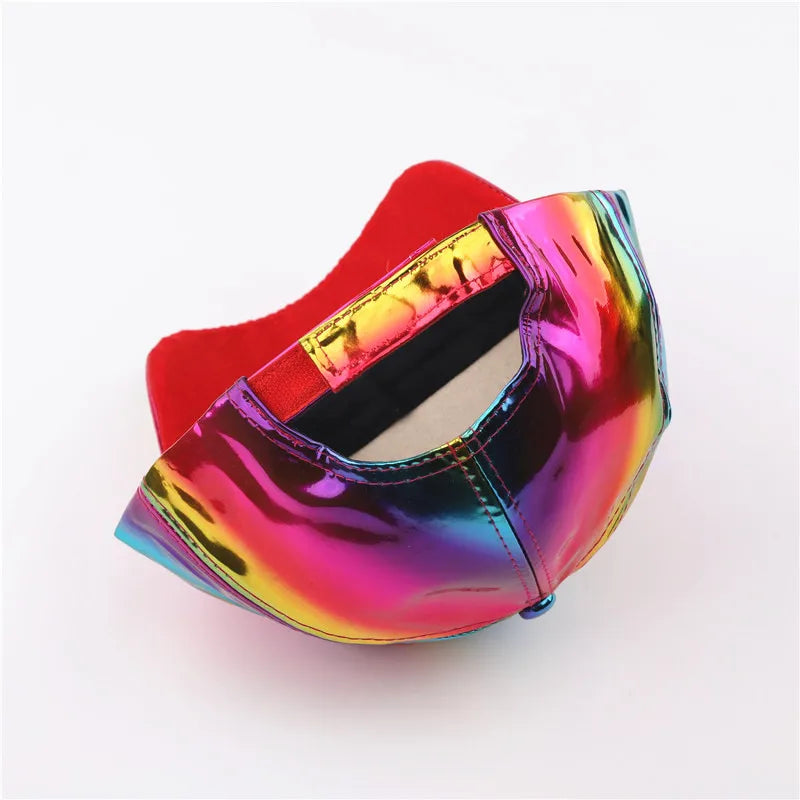 Unisex PU Rainbow Color Changing Baseball Hat Fashion Adult Laser Hip Hop Cap Outdoor Casual Snapback Shiny Party Dressing Hat