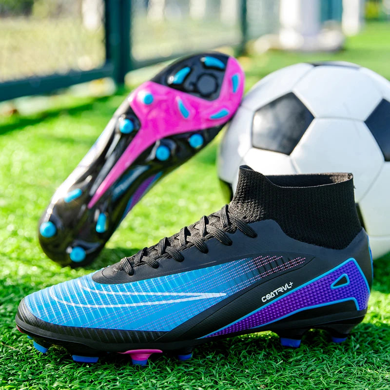 Chaussures de football montantes pour hommes, crampons longs, chaussures de football pour adultes, légères, entraînement sportif professionnel