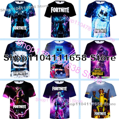 Summer T-shirt Raven Ultima Knight Fortnite T-Shirt, 3D Print Banana Peely Men’s Tee, Battle Royale Game Tops, Birthday Gifts