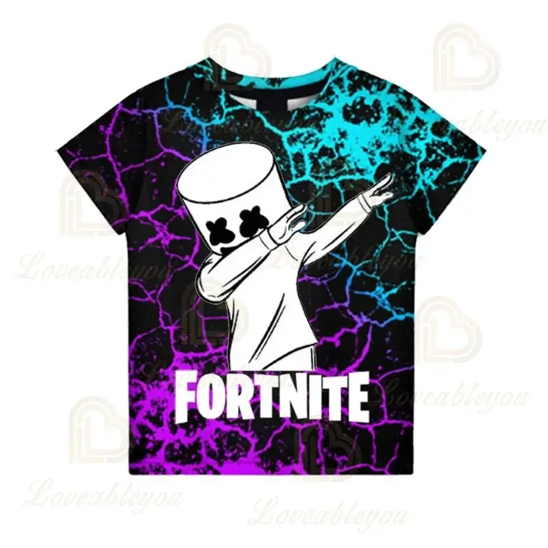 Fortnite Boys T-shirt Kids Tops Summer Children Clothes 3D Funny Battle Royale Game Graphics T-Shirt Toddler Girls Top Tee