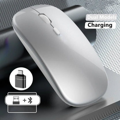 Ratón inalámbrico recargable de doble modo, compatible con Bluetooth y USB 2.4G, para ordenador, portátil, iPad, tablet y notebook, ratón gaming
