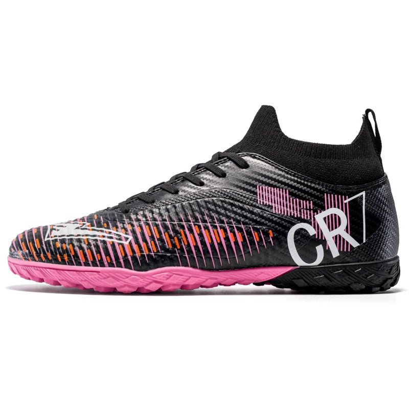 Kids Anti-Collision Toe Football Boots Lace-Up Closure Short Non-Slip Studs Wearproof Breathable Outdoor Grass Game Shoes