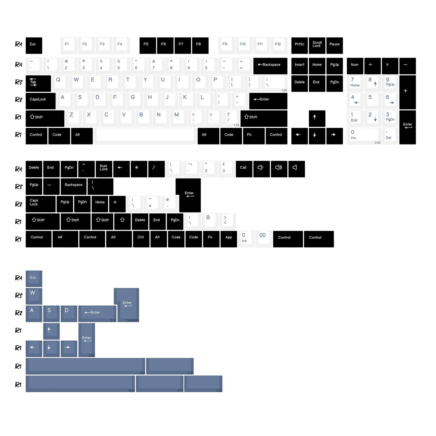KBDiy 174 Tasten/Set PBT GMK Apollo Tastenkappen, Double-Shot, minimalistisches ISO-Cherry-Profil, für mechanische Gaming-Tastaturen, Tastenkappen für MX