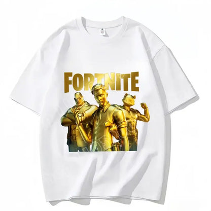 Fortnite Crew Neck T-Shirt Unisex Adult Game Dance Fashion New Pure Cotton Short Sleeve Tops Perfect for Casual Wear Vacations