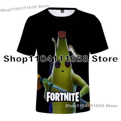 Summer T-shirt Raven Ultima Knight Fortnite T-Shirt, 3D Print Banana Peely Men’s Tee, Battle Royale Game Tops, Birthday Gifts