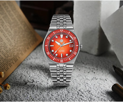 San Martin 40mm Men's Luxury Diver Watch Miyota 9015 Enamel Sunburst Dial Automatic Mechanical Wristwatch Waterproof 200m SN0148