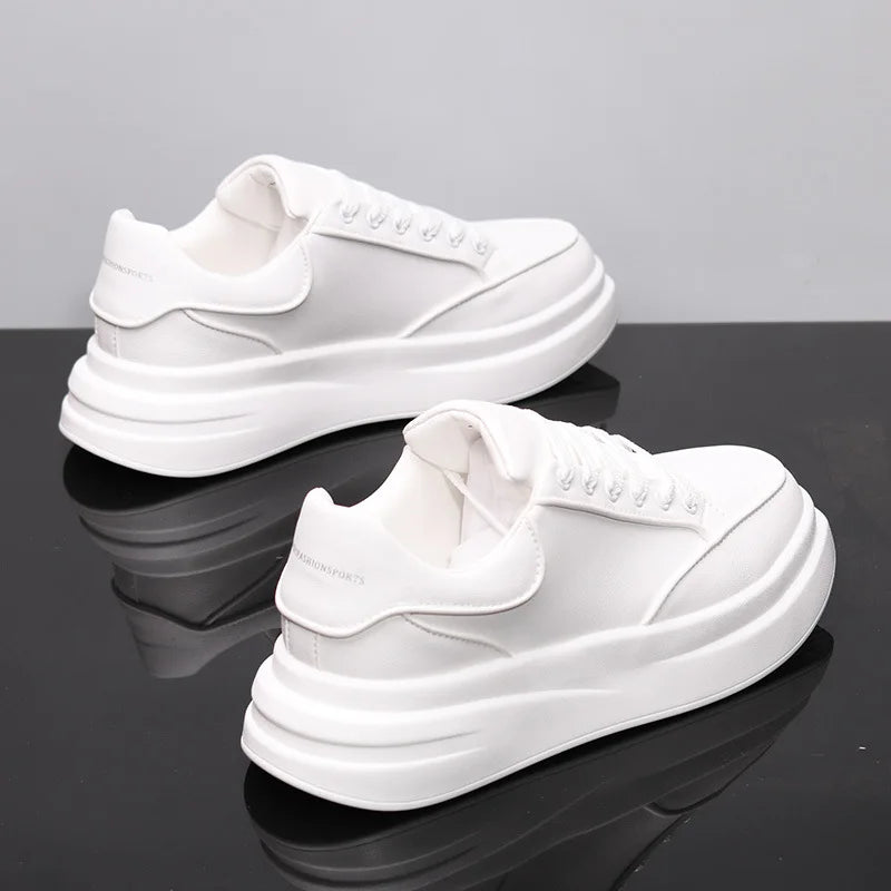 Zapatos blancos pequeños para pareja, zapatos de hombre, zapatillas deportivas de mujer, zapatillas de hombre, zapatillas deportivas informales con aumento de altura en el interior