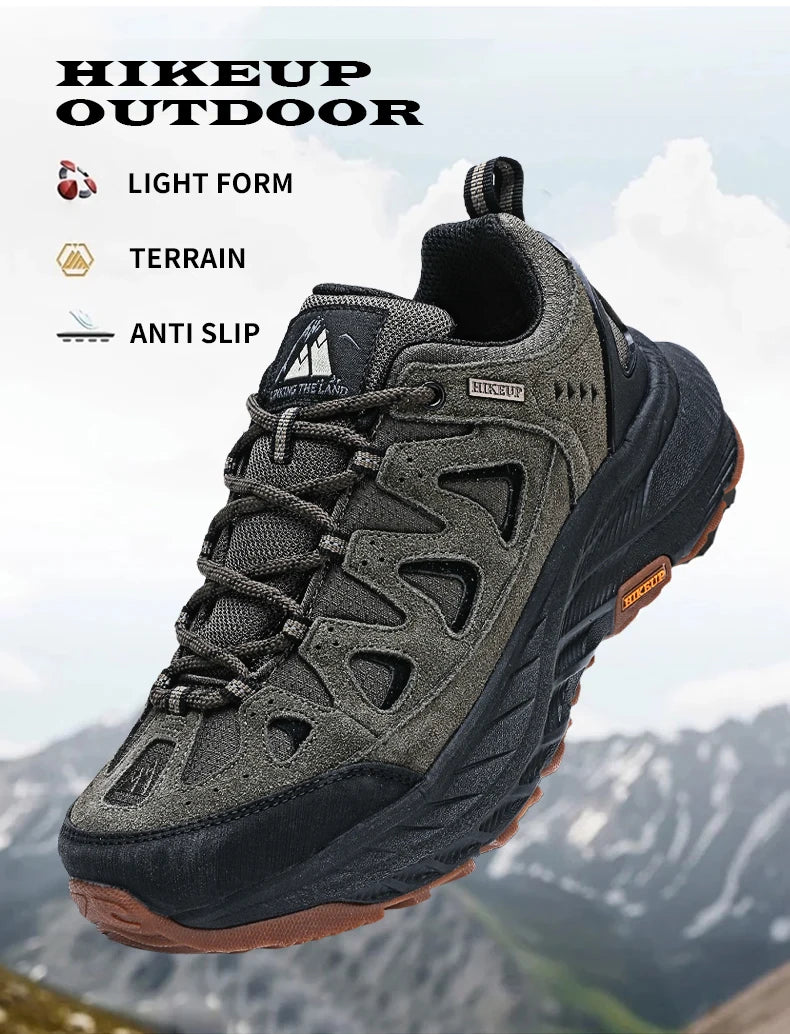 ‌Hikeup Men's Outdoor Hiking Shoes Lightweight Energy Return Trekking Walking Sports Shoes with Strong Grip & Support