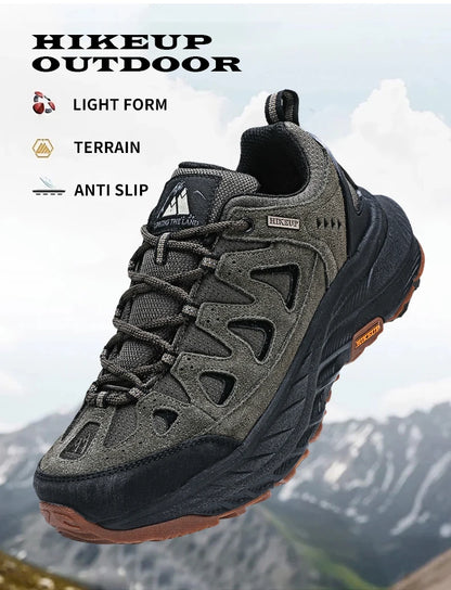 ‌Hikeup Men's Outdoor Hiking Shoes Lightweight Energy Return Trekking Walking Sports Shoes with Strong Grip & Support