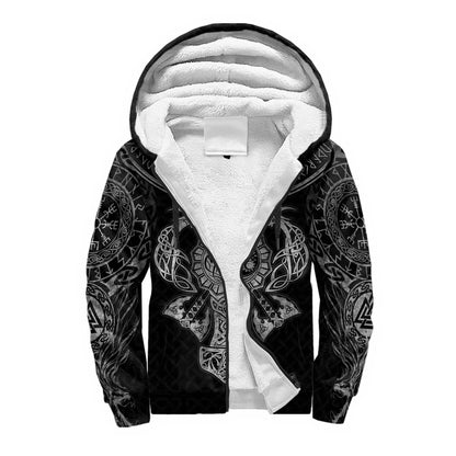 Mjolnir Odin Raven Wolf Tattoo 3D Printed Mens Winter Thicker Zip Hoodie Unisex Casual Hooded Tracksuit Warm Fleece Jacket KD16
