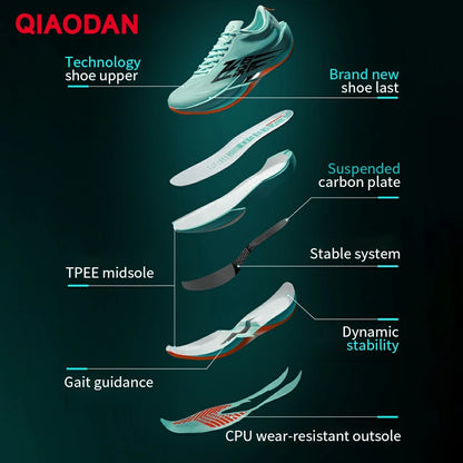 QIAODAN Feiying PB6.0 Herenhardloopschoenen Professionele marathon-hardloopschoenen met volledig opgehangen koolstofplaat QDB023261299