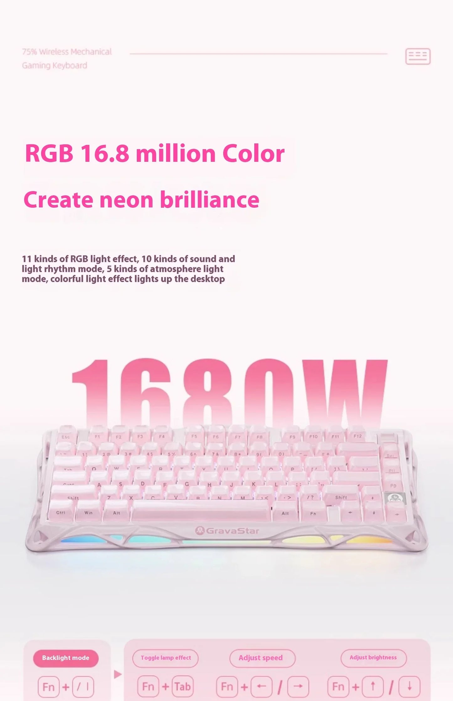 Mercury K1 Grava Star Breaking 75 RGB Mechanical Keyboard Gaming Bluetooth 2.4G Wired RGB Hotswap Gamer Non-contact Keyboard
