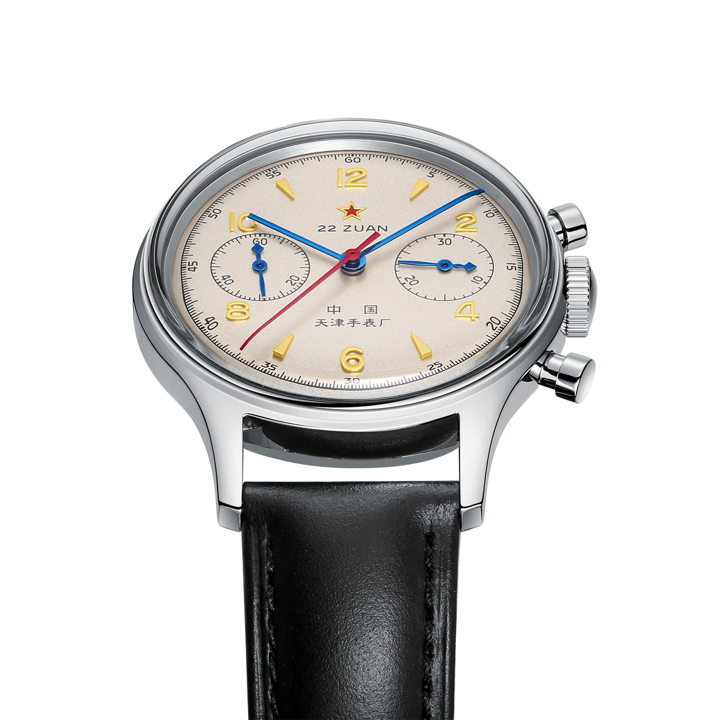 Seagull 1963 International Edition Men's Mechanical Watch Chronograph Pilot Manual Winding Watch ST1901 Black Leather Strap Hot