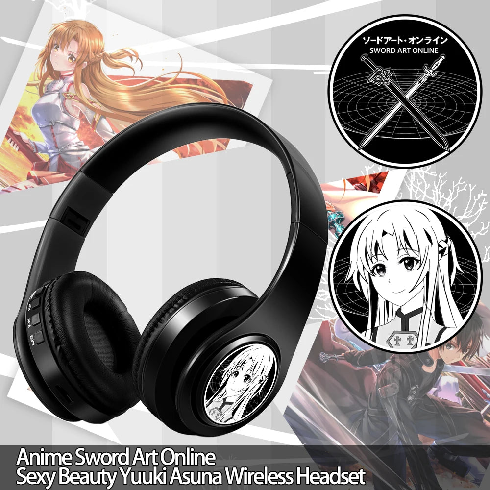 Auscultadores Anime Over-Ear Miku Nakano Sanjiu Bluetooth 5.0 – Headset Gaming Estéreo Sem Fios com Graves Profundos, Microfone e Suporte para Cartão TF