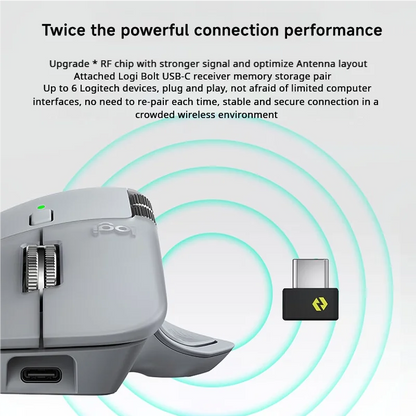 Ratón inalámbrico Bluetooth ergonómico Logitech MX Master 4 con retroalimentación háptica, anillo de acciones, MagSpeed, 8000 DPI y batería de 70 días