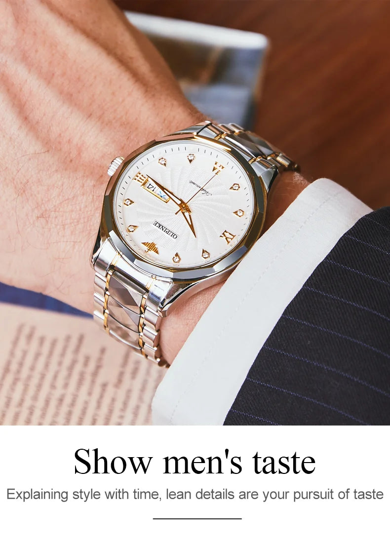 OUPINKE 3169 Japan Movement Men's Watch Classic Luxury Men's Watches Tungsten Steel Strap Man Wristwatch