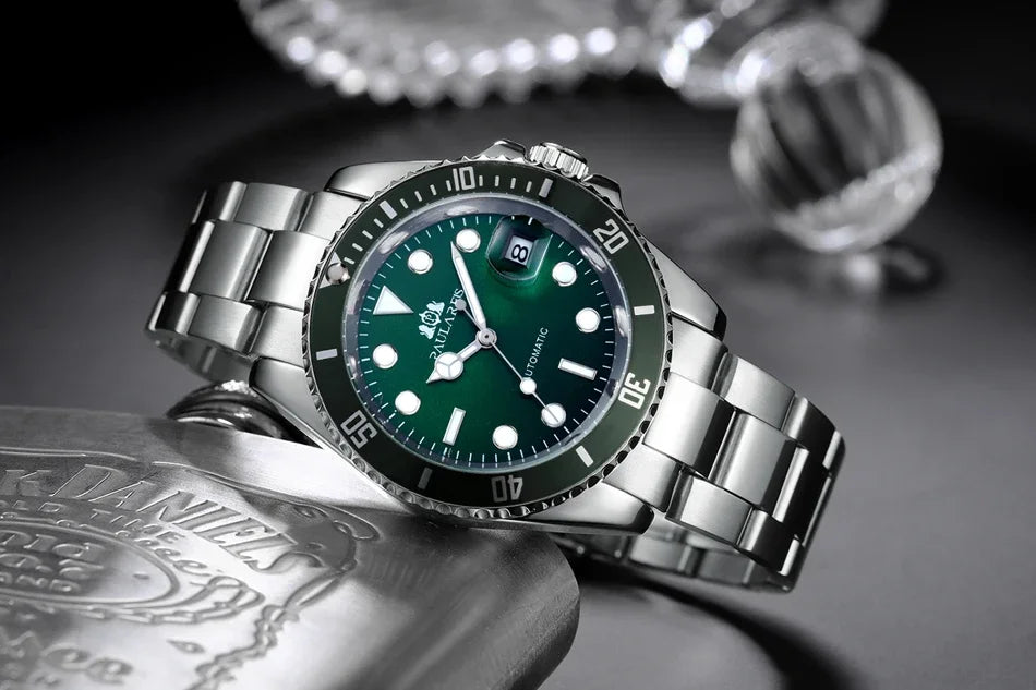 Automatic Men's Watch Mechanical Movement Stainless Steel Gold Silver Green Red Dial Date Strong Luminous Luxury Watches