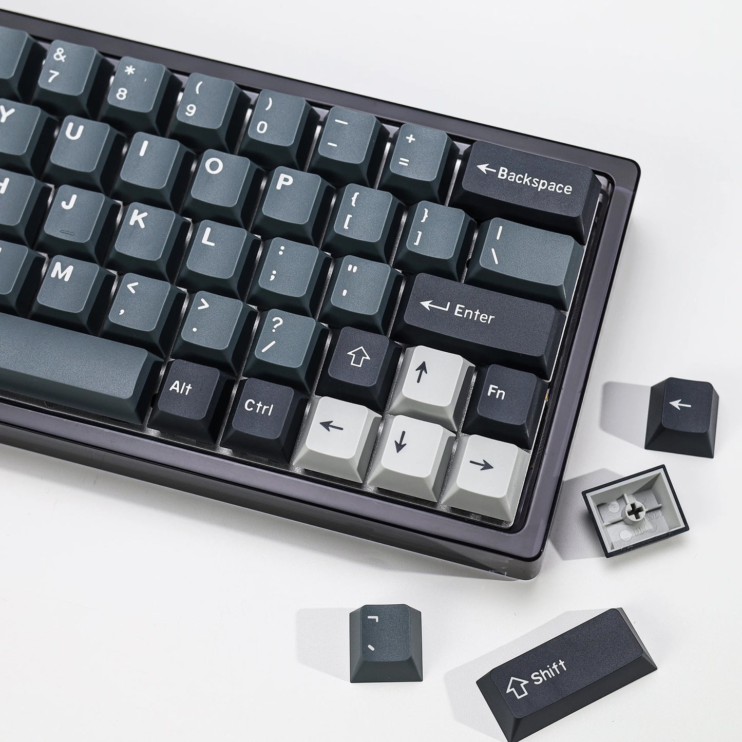 KBDiy 174 Tasten/Set PBT GMK Apollo Tastenkappen, Double-Shot, minimalistisches ISO-Cherry-Profil, für mechanische Gaming-Tastaturen, Tastenkappen für MX