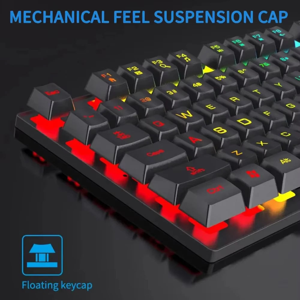104 Keys USB Wired Keyboard RGB Mechanical Gaming Keyboard Ergonomic Esports Keyboard Computer Accessory for Laptop Macbook