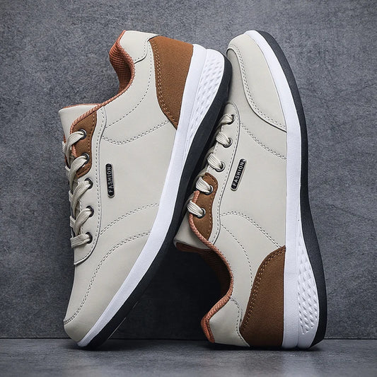 New Men's Four Seasons Waterproof Walking Shoes Casual Leather Sports Shoes Non-Slip Camping Shoes Men's Tennis Shoes