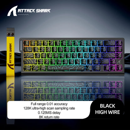 Tastiera a switch magnetici ATTACK SHARK X68HE cablata e FREEWOLF F68 cablata F68Pro wireless per gaming professionale 8K Hz 0.01mm Rapid Trigger