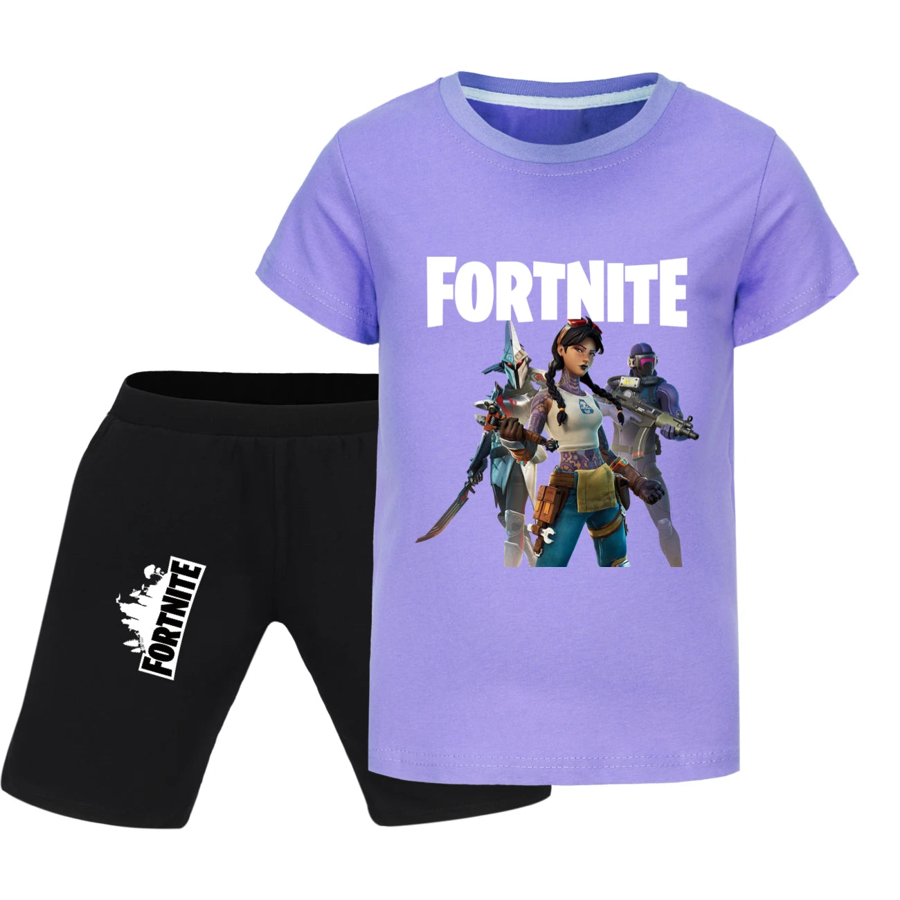 Fortnite Summer Kids Cartoon T-shirts Shorts Two-piece Set Baby Boys Tracksuit Girls Outfits 505