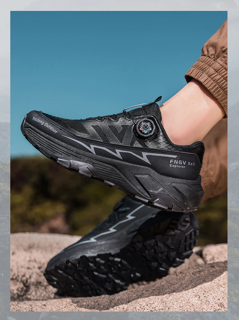 Zapatillas de senderismo transpirables para hombre — Hebilla giratoria, suela antideslizante
