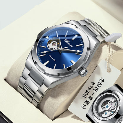 Men's Fully Automatic Mechanical New Trend Steel Strip Business Hollow Waterproof Male Fashion Wristwatches High End Gifts