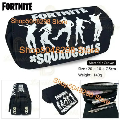 Pencil Case Big Canvas Kawaii Pencil Bags Pen Case for Boys Girls Fortnite Print School Supplies Stationery Teens Birthday Gift