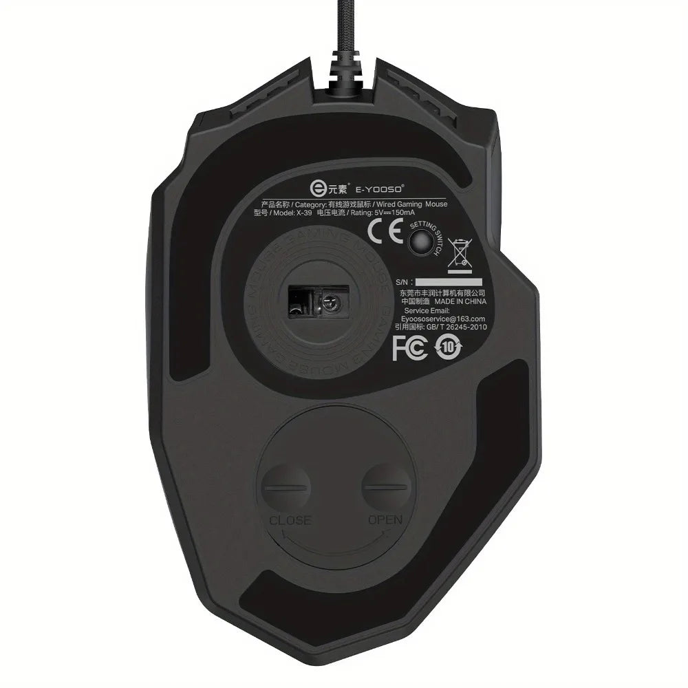 E-YOOSO X-39 programmierbare Gaming-Maus, kabelgebundene RGB-Maus mit 18 Tasten, 8 herausnehmbaren Gewichten, 5 DPI-Stufen, ergonomischem Griff für Computer