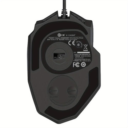 E-YOOSO X-39 programmierbare Gaming-Maus, kabelgebundene RGB-Maus mit 18 Tasten, 8 herausnehmbaren Gewichten, 5 DPI-Stufen, ergonomischem Griff für Computer