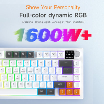 AJAZZ AF82 Office Low Profile Tastatur RGB kabelgebundene/kabellose Gaming-Tastatur 75% Layout 82 Tasten 4000mAh Akku für Win/Mac