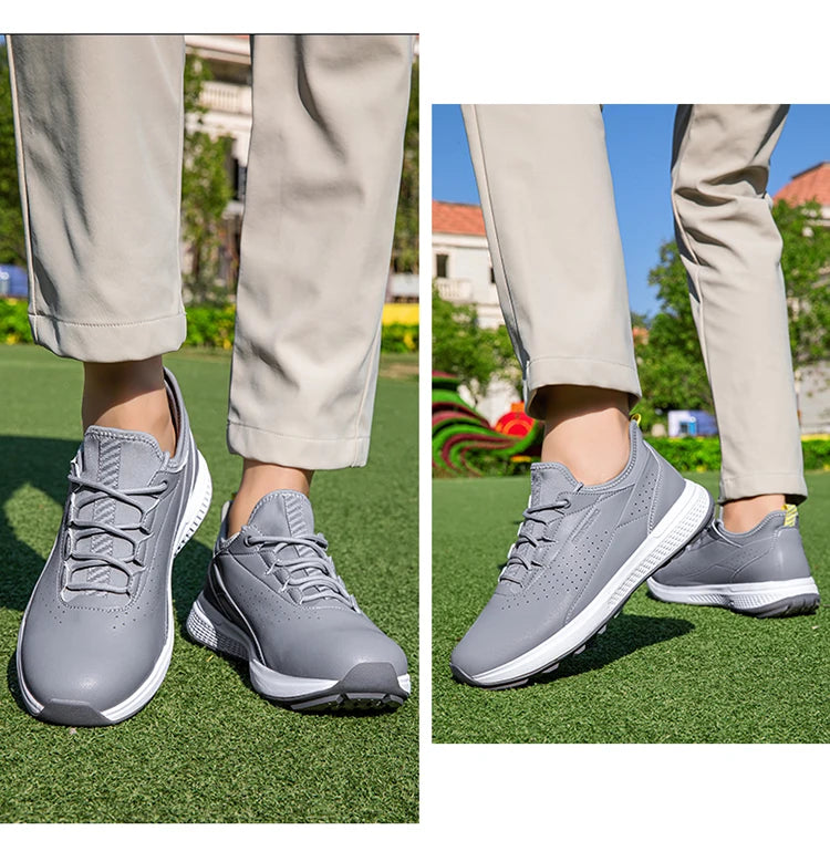 Golf Sports Shoes for Men, Waterproof High-Quality Leather Golf Competition Sports Shoes, Formal Golf Course Training Shoes for Men