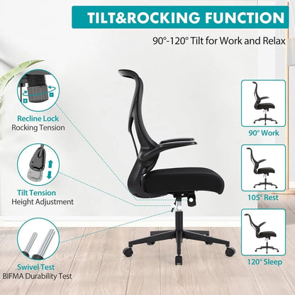 Aptliton Ergonomic Office Chair with Breathable Mesh Back, Padded Seat, Adjustable Height & Tilt Lock, Swivel Computer Chair for Home Office
