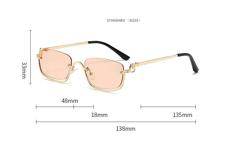 New retro metal small half frame sunglasses fashionable small square frame popular sunglasses brand designer sunglasses UV400