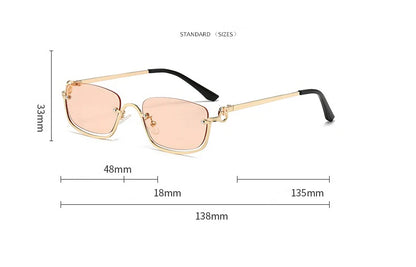 New retro metal small half frame sunglasses fashionable small square frame popular sunglasses brand designer sunglasses UV400