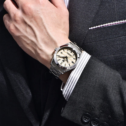 BENYAR luxury brand 40MM sand grain dial men's watch, stainless steel 50 meter waterproof automatic mechanical watch