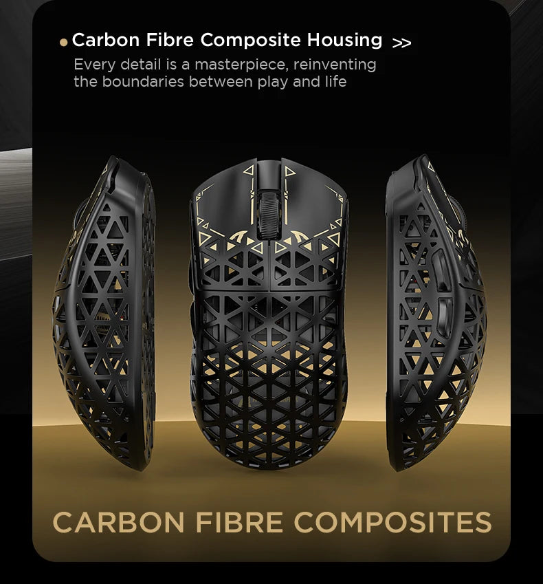 ATTACK SHARK R5 Ultra Carbon Fiber kabellose Gaming-Maus, PixArt PAW3950MAX Gaming-Sensor, 42000DPI, 8000Hz, MCU Nordic 52840