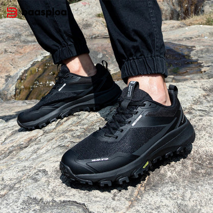 Baasploa Men Hiking Sneakers Outdoor Fashion Lightweight Breathable Shoes Male Casual Anti-Skid Wear-Resistant Climbing Shoes