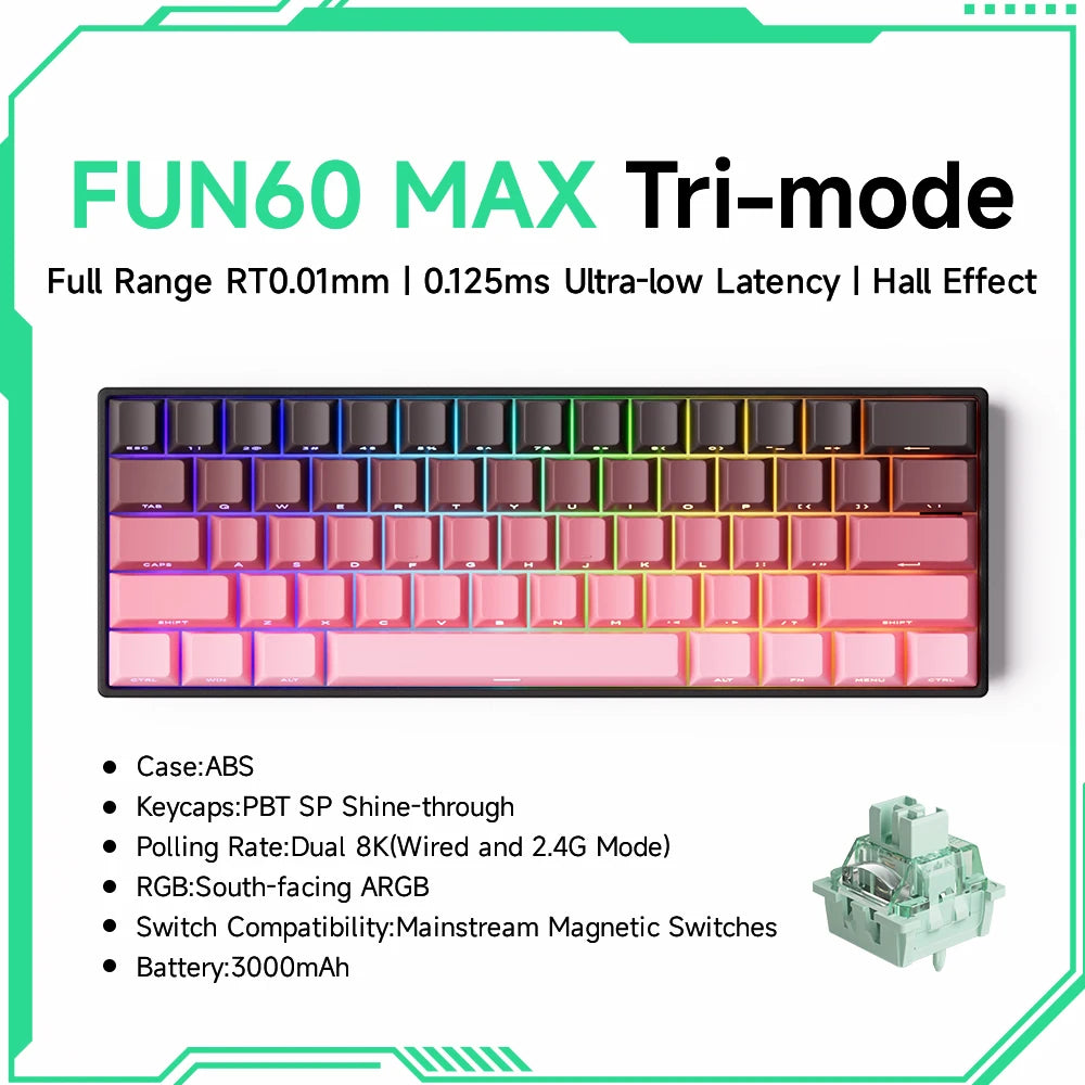 Akko MonsGeek FUN60 PRO&MAX HE Machanical Keyboard Magnetic Switch 60%  Gaming Keyboard Rapid Trigger 8K Custom Keyboard