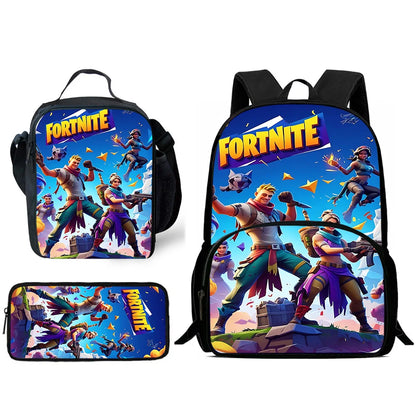Hot Game Child Backpacks Lunch Bag Pencil Case Pupil Large Capacity School Bags Design-F-FortniteS For Boy Girl Best Gift