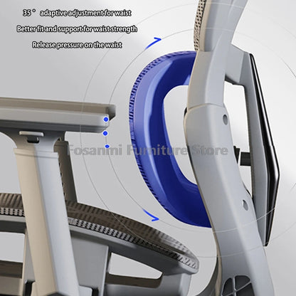 Cadeira de escritório em malha respirável para computador com apoios de braços e apoio lombar, cadeira ergonómica ajustável para secretária, casa e gaming, com encosto de cabeça