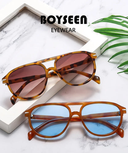 BOYSEEN Beach Sunglasses Man Summer Orange Sun Glasses UV400  Can Do Prescription Glasses Big Frame Blue Eyewear