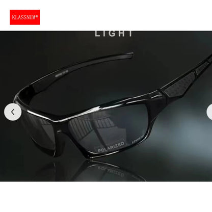 KLASSNUM Men Sports Polarized Sunglasses Lightweight Night Vision Yellow Shades Cycling Driving Fishing Fashion Mirror Sunglass